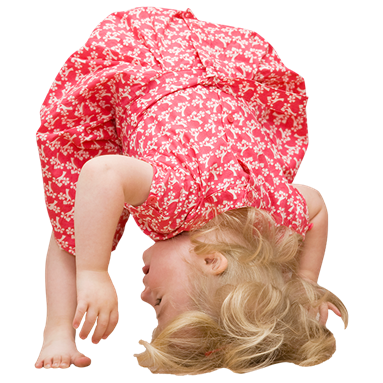 Young girl with head to the ground