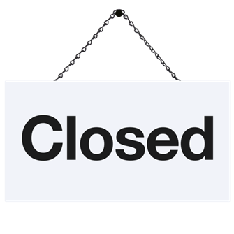 Door sign saying closed